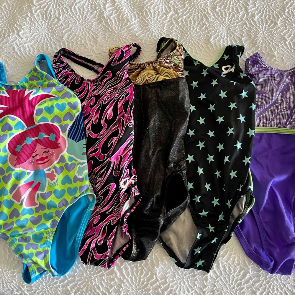Lot of 5 GK child small CS gymnastics leotards
